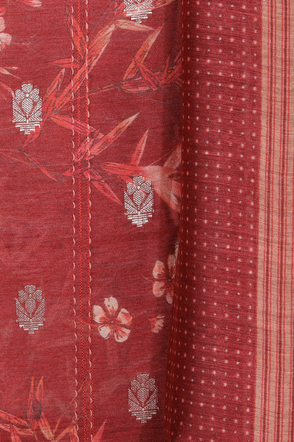Image of Kantha Stitch Unstitched Suit With Dupatta (3 Pcs Set)